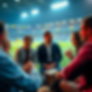 Football Betting Discussion People discussing football betting tips and strategies