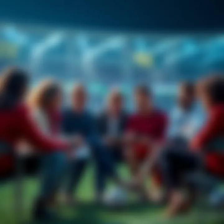 A group of people discussing football betting tips and predictions.