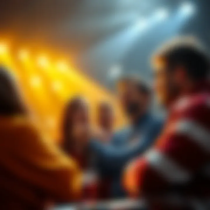 Football Betting Discussion Fans discussing football betting tips with excitement.