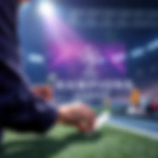 A person placing a bet on a football match with a Champions League logo in the background