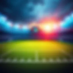 Football Betting Strategies A football field with a scoreboard showing team logos, highlighting betting tips for NCAAF games.