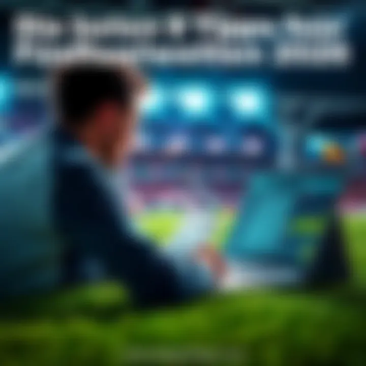 A person analyzing football statistics and placing a bet on a game with a laptop and betting slip