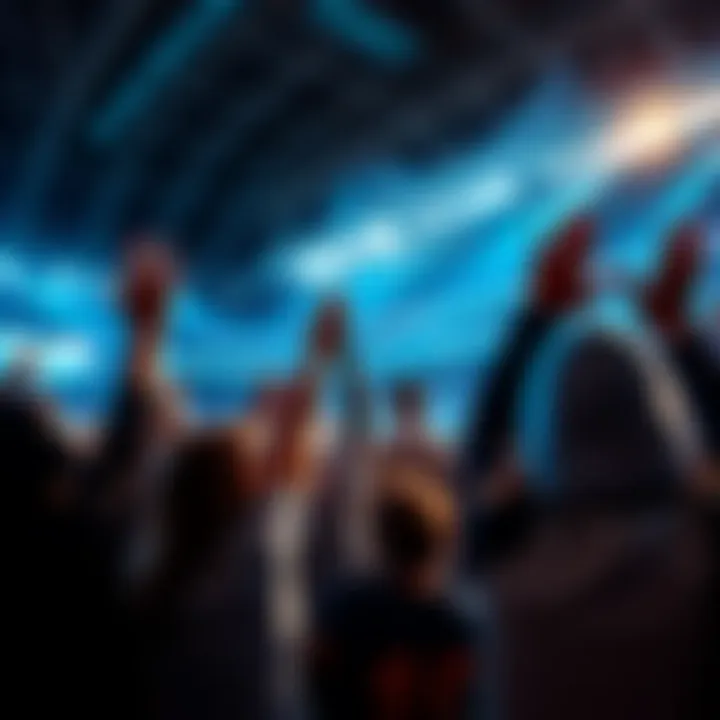 Fans cheering during an exciting football touchdown moment