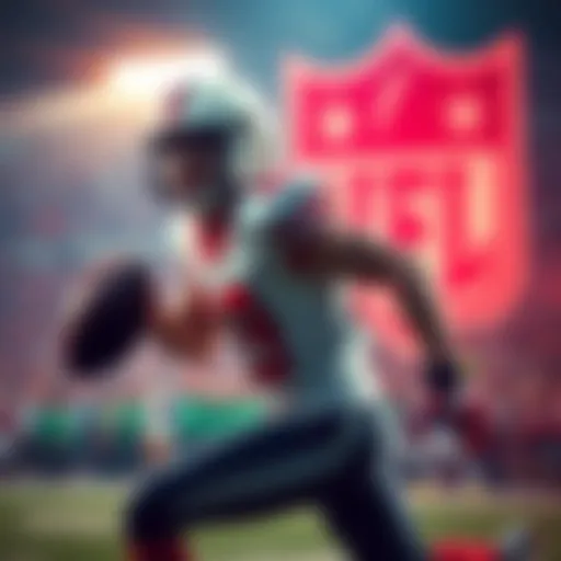 A football player in action, evoking the thrill of the upcoming NFL season, with a WNBA logo fading in the background.