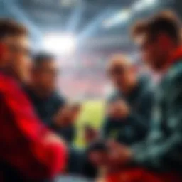 A group of football fans sharing tips and predictions about World Cup bets.