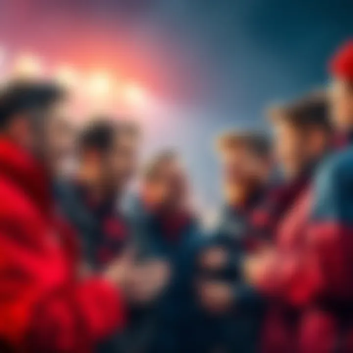 Football fans discussing games Group of football fans talking passionately about matches on February 21.