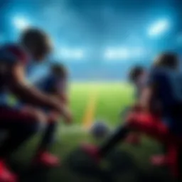 A tense moment in a football game with players focused on a last-minute field goal attempt, showcasing the excitement of decisive plays.