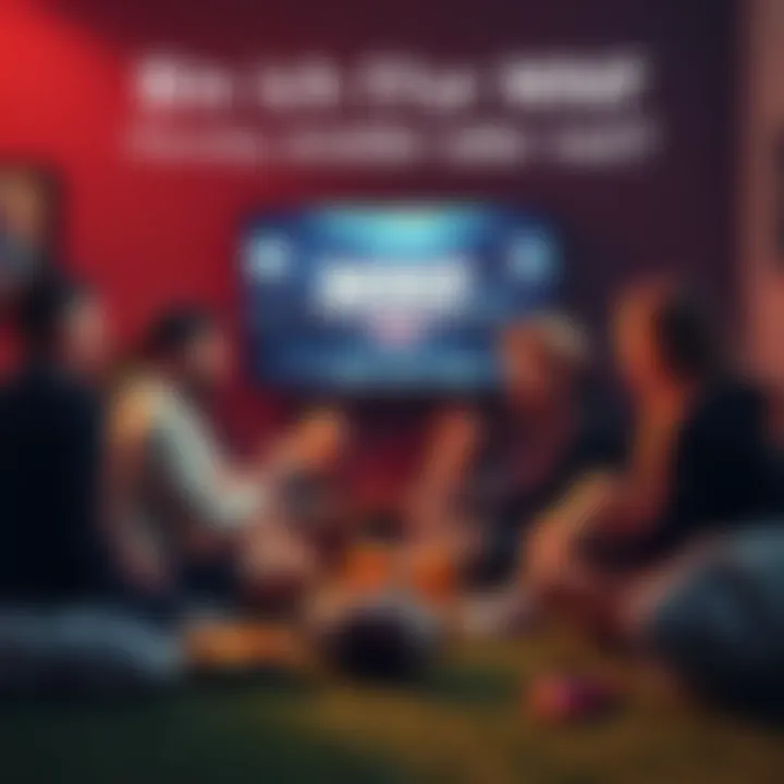 A group of friends setting up snacks and drinks in front of a TV for Monday Night Football.