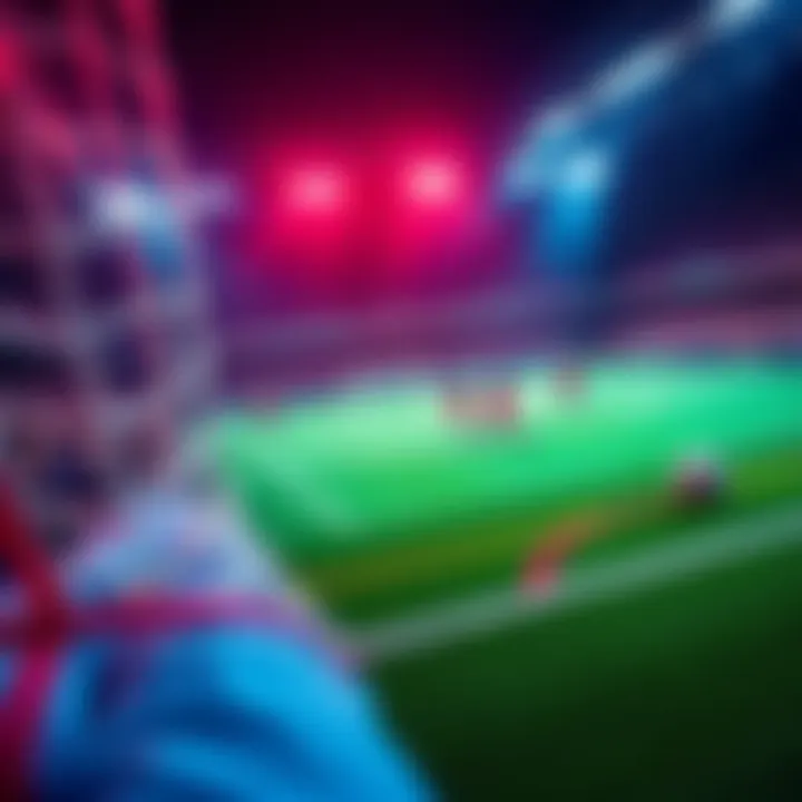 A football match in progress with odds displayed on a screen, showcasing live betting opportunities and bankroll management tips.