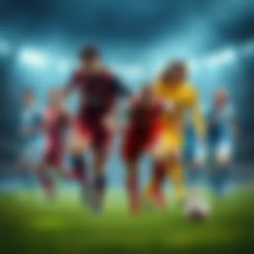 A graphic showing various football players in motion, symbolizing current transfer activity in soccer.