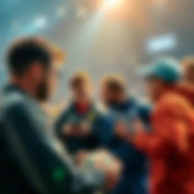 Group of football fans sharing betting tips about the World Cup 2026