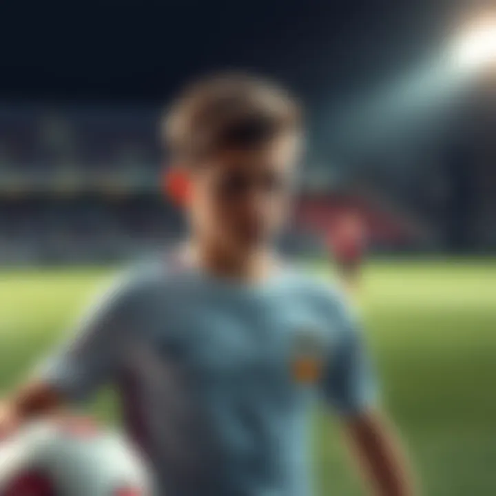 A young football player practicing on a field, showing focus and determination, symbolizing hidden talent and potential.