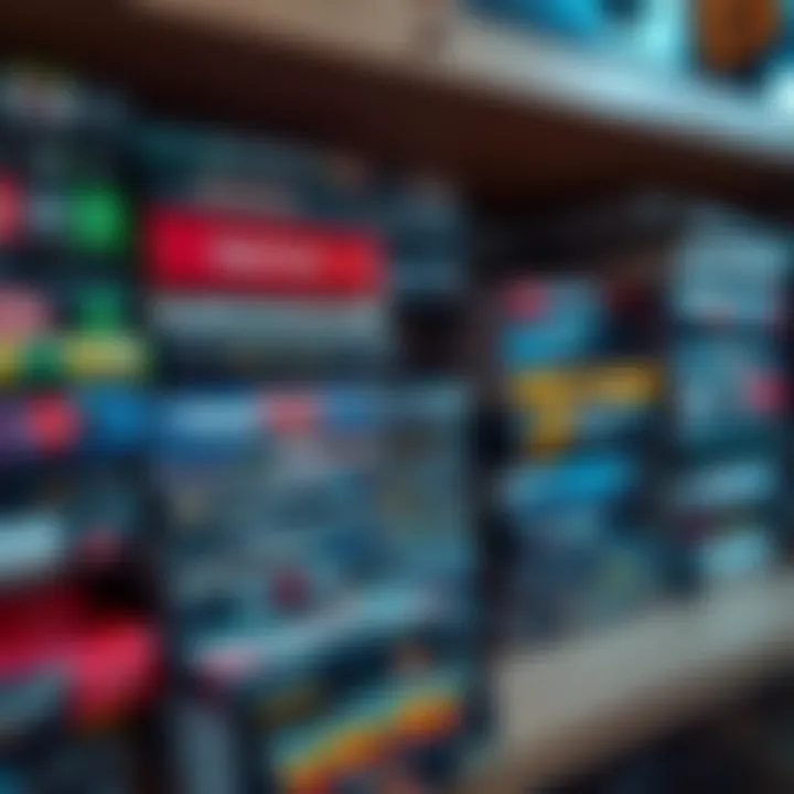 Forgotten video games A collection of old video game cases gathering dust on a shelf, representing games that were once favorites but are now overlooked.