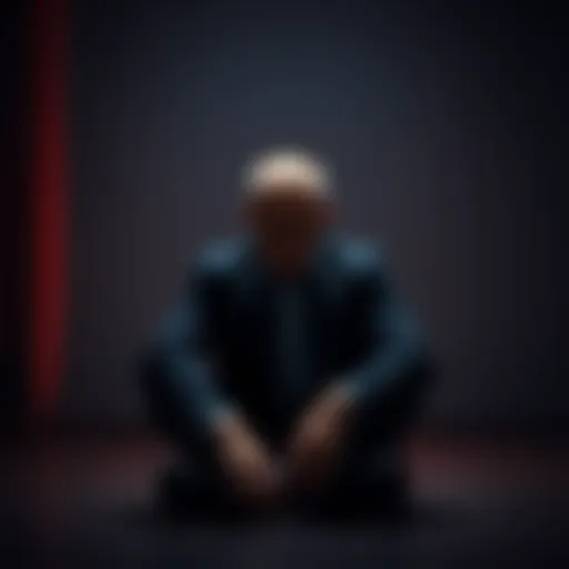 A middle-aged man sitting alone in a dimly lit room, looking dejected, symbolizing loss and struggle from gambling addiction