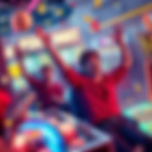 A vibrant scene showcasing players enjoying fast-paced games and celebrating quick cashouts in Fortune Frenzy