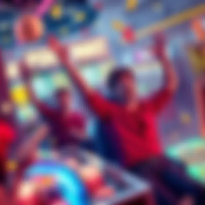 A vibrant scene showcasing players enjoying fast-paced games and celebrating quick cashouts in Fortune Frenzy