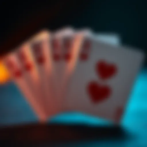 Four hearts cards in a row A poker hand showing four heart cards including aces, highlighting the rarity of such a hand.