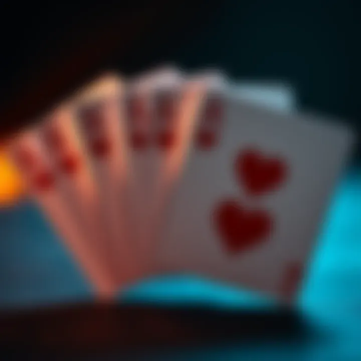 Four hearts cards in a row A poker hand showing four heart cards including aces, highlighting the rarity of such a hand.