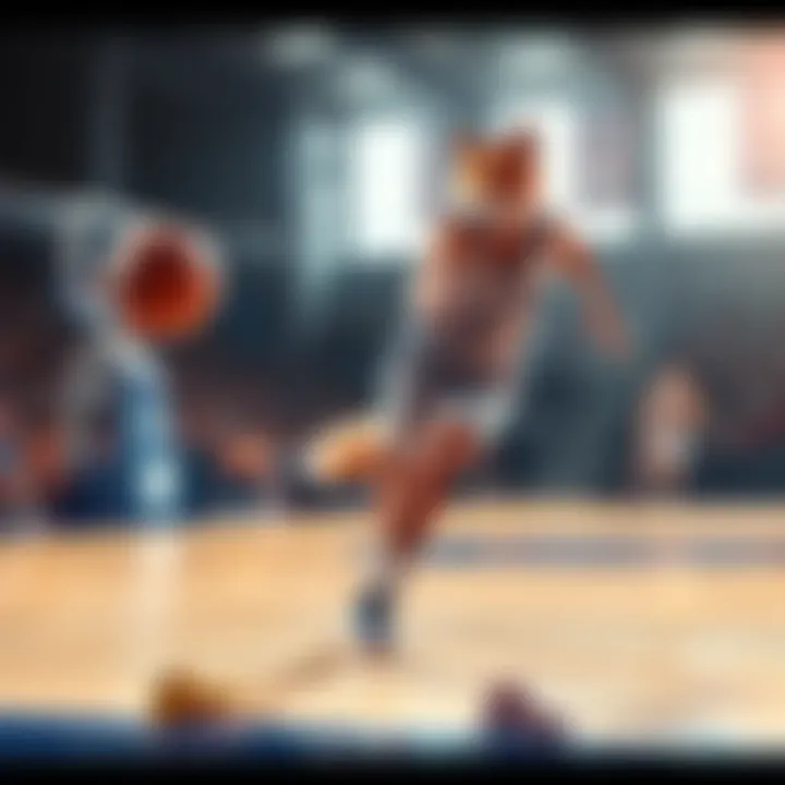 Player Fox making a crucial pass on the court, showing effort and focus