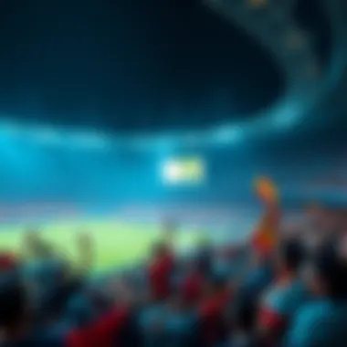 A stadium filled with fans cheering for France and Spain during a soccer match