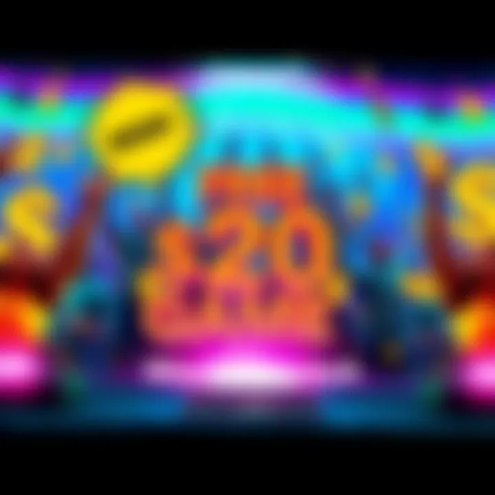 A vibrant graphic showcasing a free game offer with dollar signs and excited players