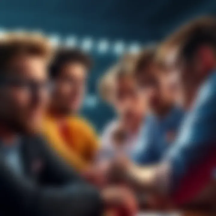 Players discussing free betting tips with mixed emotions, some looking skeptical while others seem eager.