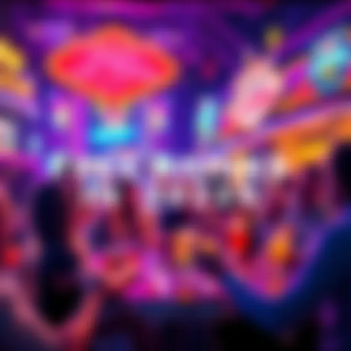 A vibrant scene of people enjoying drinks at a Las Vegas lounge, with colorful cocktails and a lively atmosphere, symbolizing new drink rules in 2025.