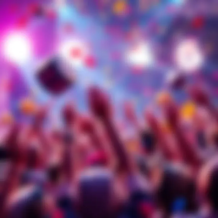 Celebratory scene with confetti and gaming icons, symbolizing free gaming experiences after winning