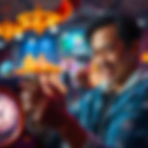 A smiling person playing games on a smartphone, looking excited about low cash-out options and free play opportunities.