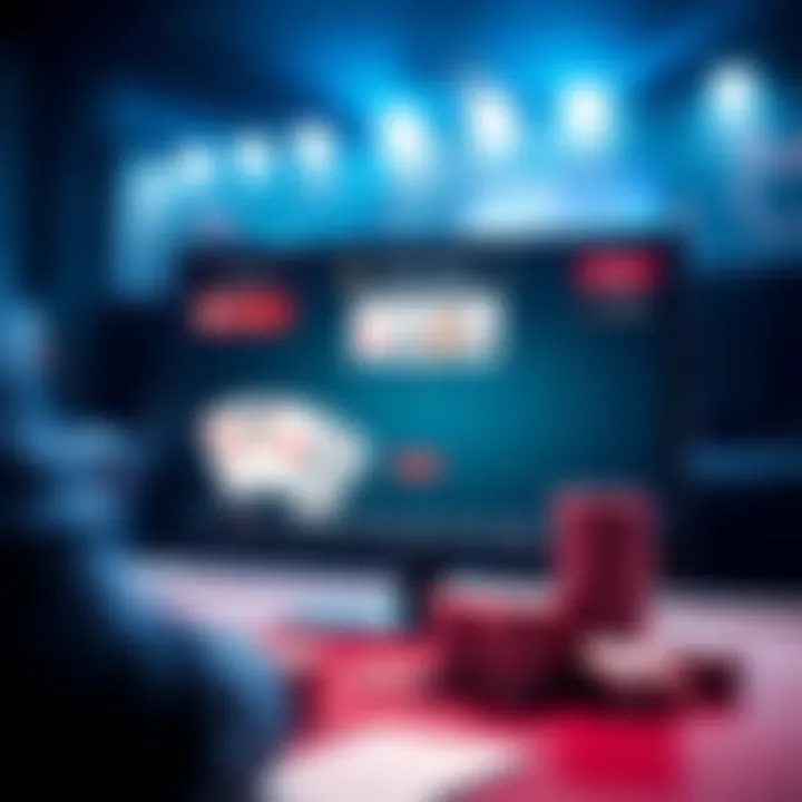 A computer screen displaying a poker drill trainer interface with cards and chips, helping players learn poker concepts.