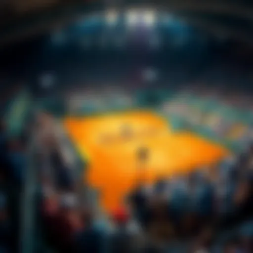 A vibrant tennis match scene at the French Open, showcasing players in action on clay courts, surrounded by enthusiastic fans.