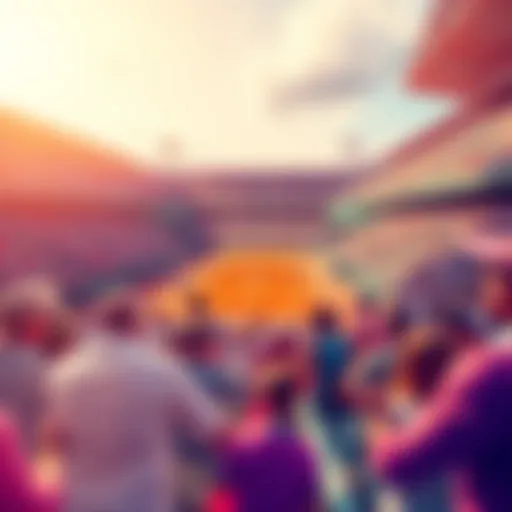 A vibrant scene at the French Open 2026 showing players on the court with fans cheering, symbolizing unexpected cash prizes for visitors and players.