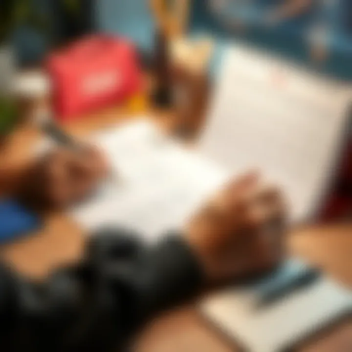 A person writing a to-do list with a calendar and a cup of coffee on a desk