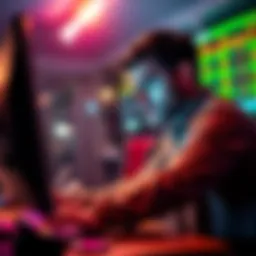 Friend betting on sports A man sitting in front of a computer, intently placing a sports bet, looking stressed.