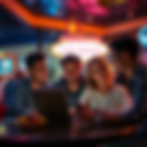 A group of friends looking at hotel choices on a laptop while planning their Las Vegas trip