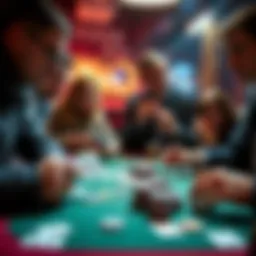 Group of friends playing poker with cards and chips