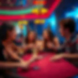 A group of friends enjoying a birthday party at a casino table with drinks and laughter