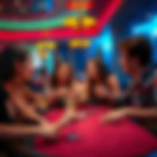 A group of friends enjoying a birthday party at a casino table with drinks and laughter