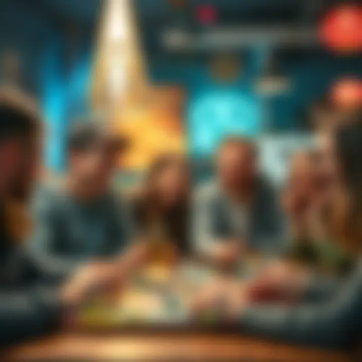 A group of friends laughing and having fun while playing board games together, showing joy despite a losing bet