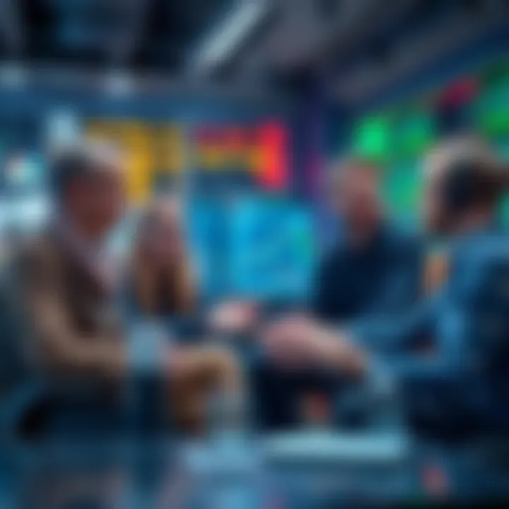 A group of friends discussing trading strategies in a friendly setting, sharing ideas and building partnerships.