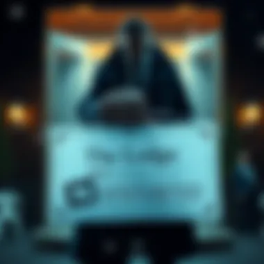 A bank notice indicating frozen assets, with a shadowy figure representing Doug Polk in the background