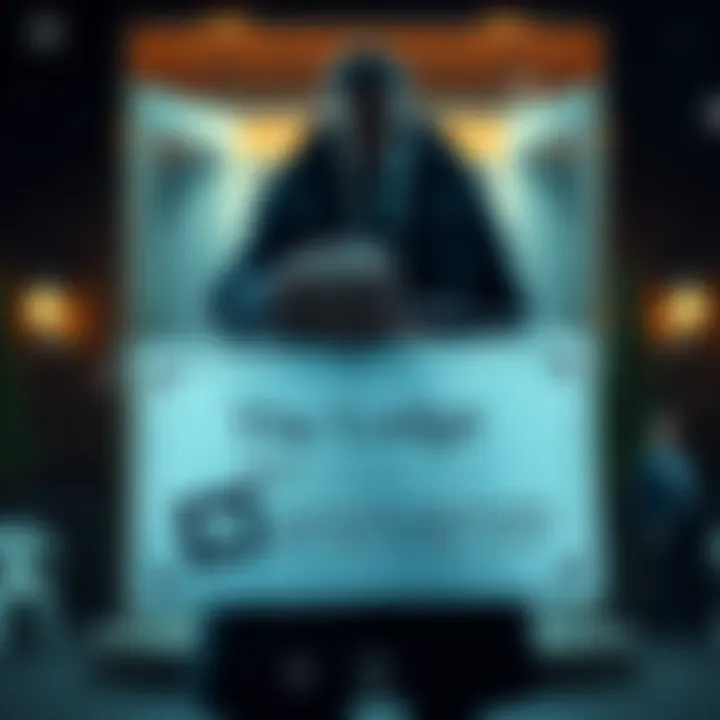 A bank notice indicating frozen assets, with a shadowy figure representing Doug Polk in the background