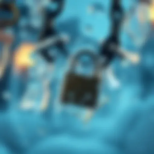 A visual representation of a bank account frozen with chains and a lock, symbolizing financial restrictions.