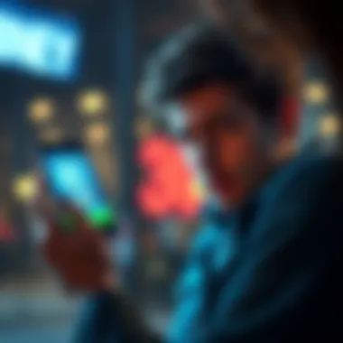 A person looking worried while checking their phone with a large amount of money displayed on the screen, symbolizing a frozen betting account.