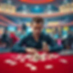 A frustrated man sitting at a poker table with losing cards scattered around him, showing his disappointment after a rough summer of online gambling.