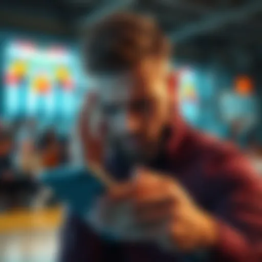 A frustrated person looking at a sports betting app on their phone, showing disappointment after a basketball game.