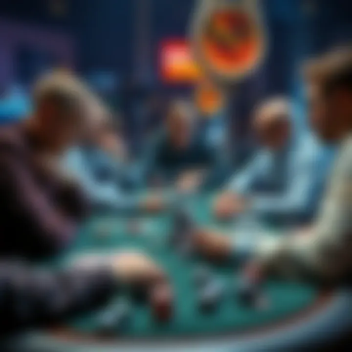 Frustrated GGpoker players Group of frustrated players discussing poker issues at a table with cards and chips
