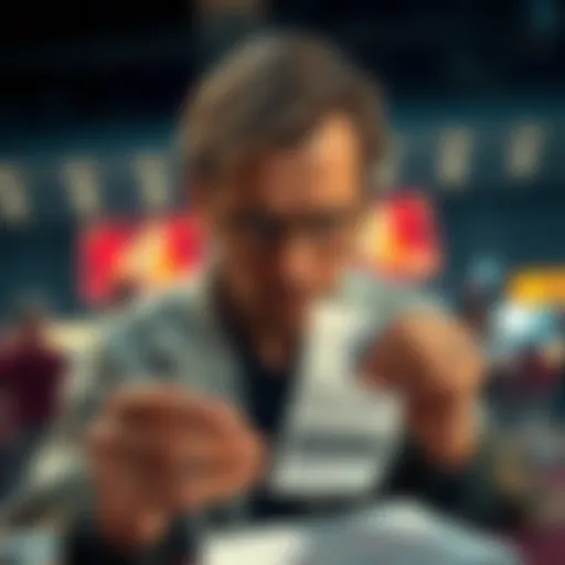 A disappointed person holding a betting slip, reflecting on recent losses in gambling