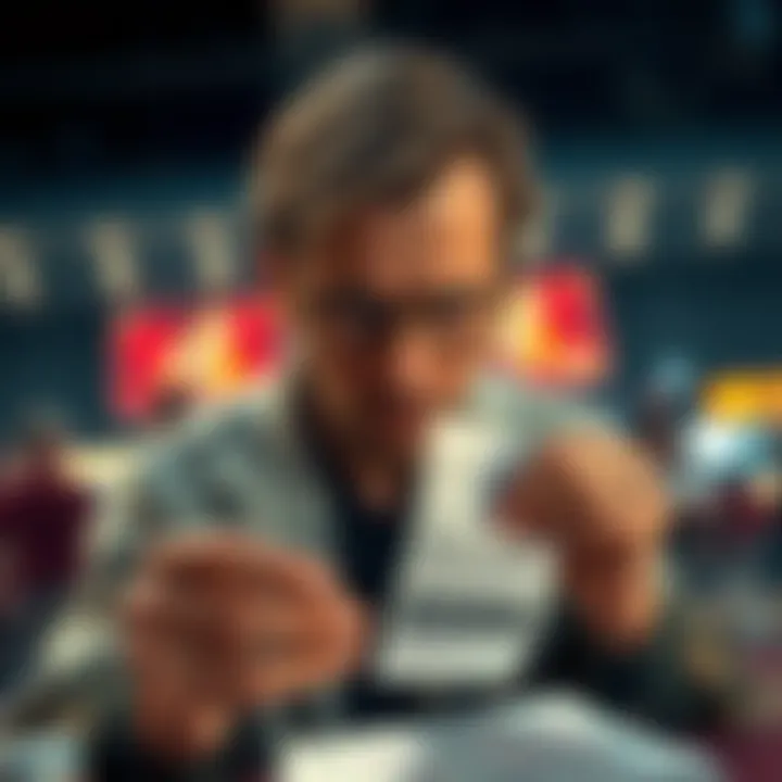 A disappointed person holding a betting slip, reflecting on recent losses in gambling