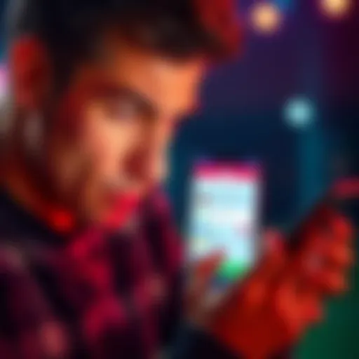 A person looking disappointed while using a sports betting app on their smartphone, showing a denied bet notification.